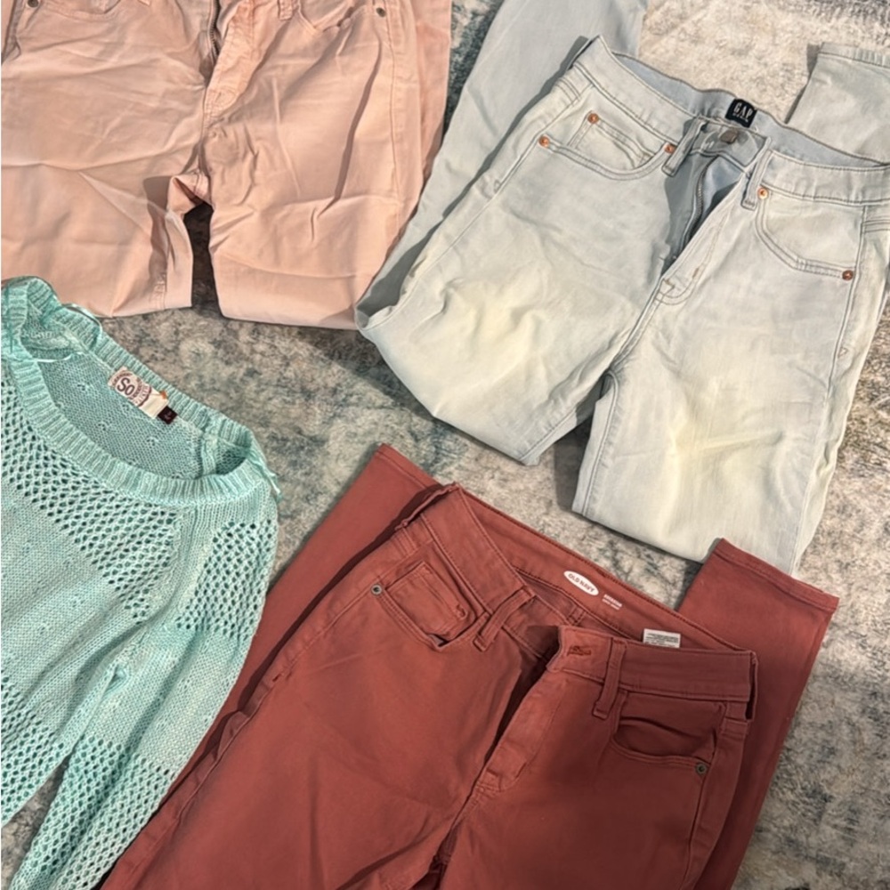Women's Jeans in Light Blue and Peach
